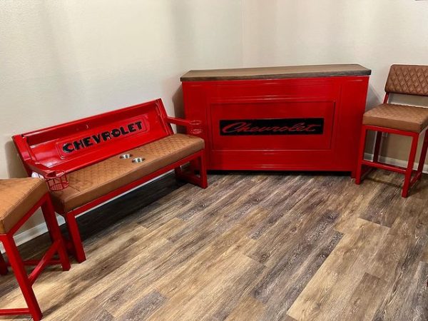 Custom Chevy Bar With Bench & Chairs - Image 7