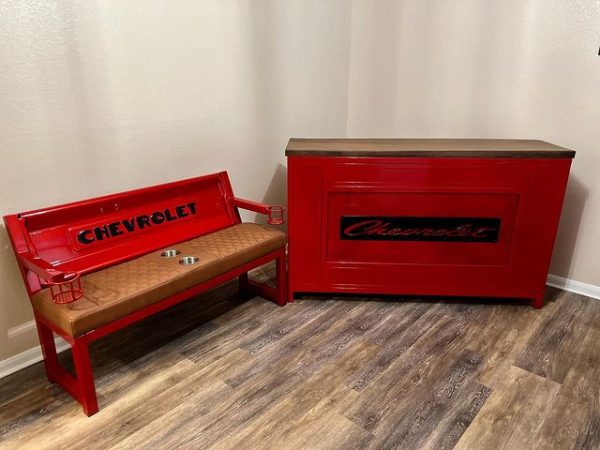 Custom Chevy Bar With Bench & Chairs - Image 6